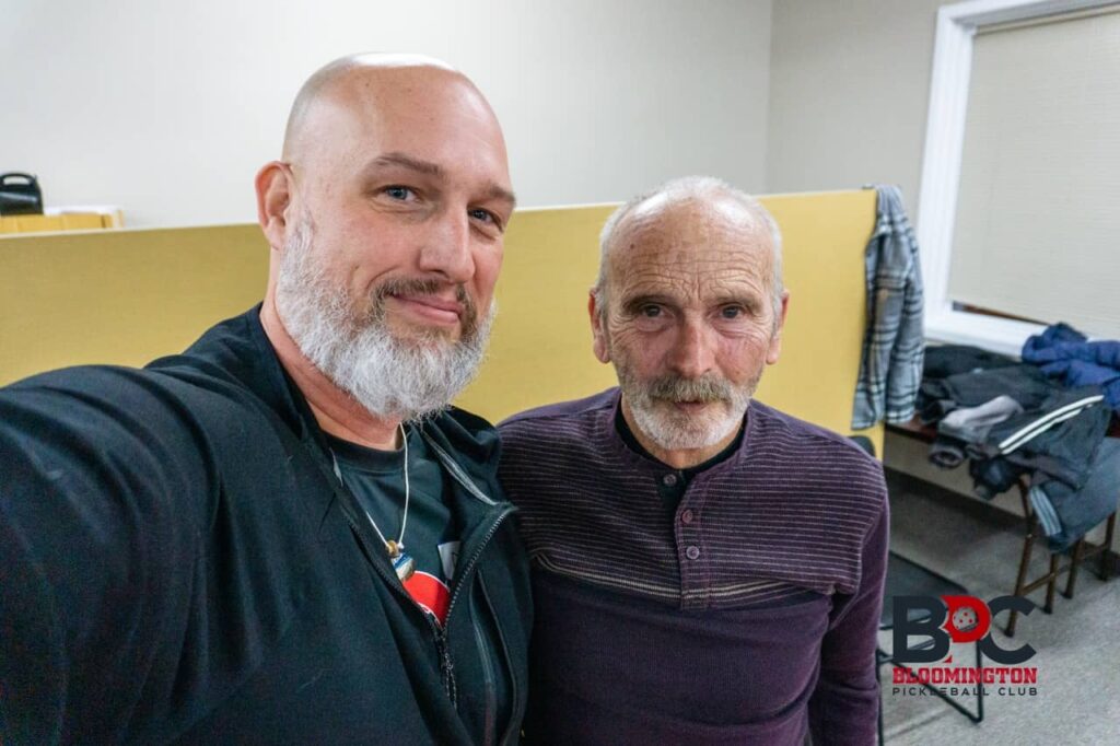 Dave Martin and Steve Jackson together at a Bloomington Pickleball Club social event